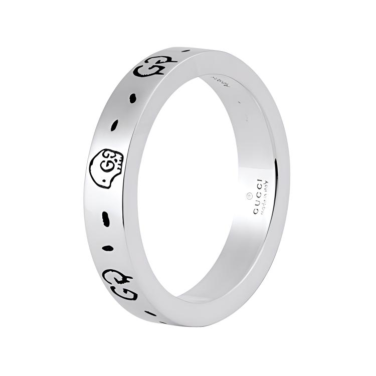(Women) GUCCI 0.4cm Silver Elf Letter Engraved 925 Ring 477932-J8400-0701