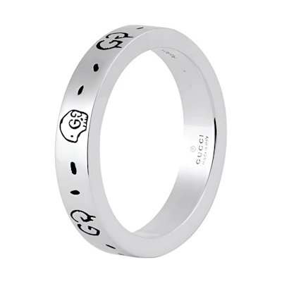(Women) GUCCI 0.4cm Silver Elf Letter Engraved 925 Ring 477932-J8400-0701