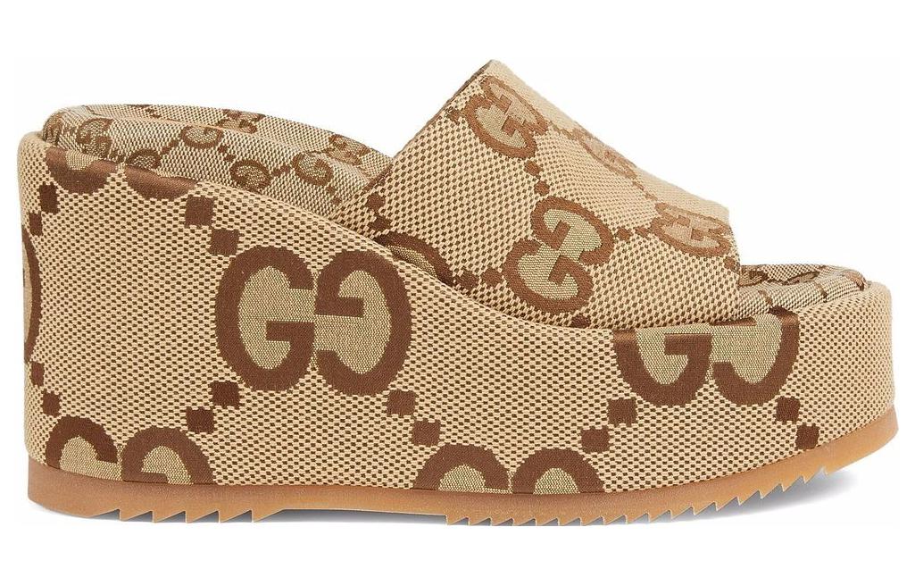 Order (W) Gucci 105毫米厚底凉鞋 米色GG帆布 674761-UKO00-2580