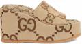 Order (W) Gucci 105毫米厚底凉鞋 米色GG帆布 674761-UKO00-2580