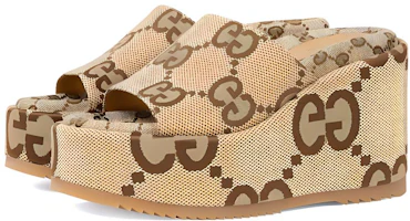 Lookbook (W) Sandal Platform Gucci 105mm Beige GG Canvas 674761-UKO00-2580