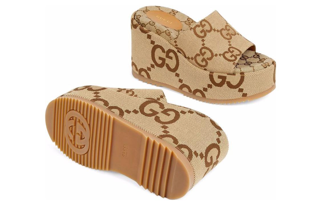 Purchase (W) Gucci 105毫米厚底凉鞋 米色GG帆布 674761-UKO00-2580