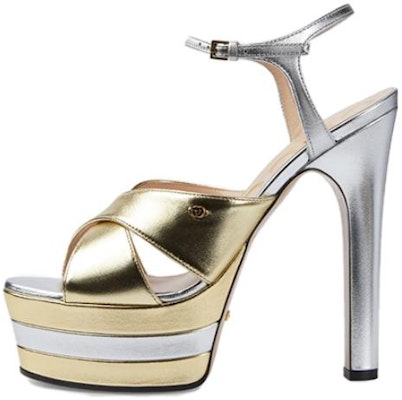 (Women) Gucci 135mm Platform Sandal Metallic Leather 746613-B8B20-8064 Buy (Women) Gucci 135mm Platform Sandal Metallic Leather 746613-B8B20-8064