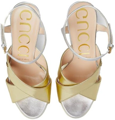 (Women) Gucci 135mm Platform Sandal Metallic Leather 746613-B8B20-8064 Shop (Women) Gucci 135mm Platform Sandal Metallic Leather 746613-B8B20-8064
