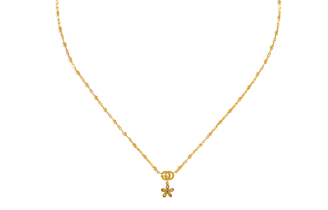 (Women) GUCCI 18K Gold Floral Design Necklace 581842-J8540-8000