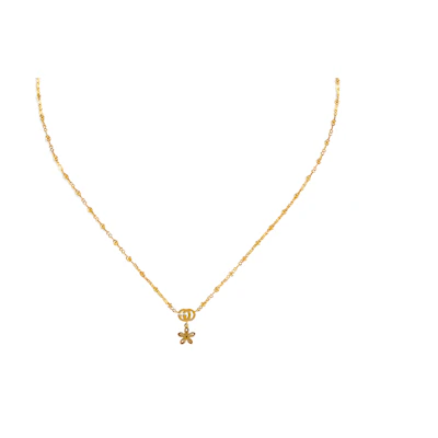 (Women) GUCCI 18K Gold Floral Design Necklace 581842-J8540-8000