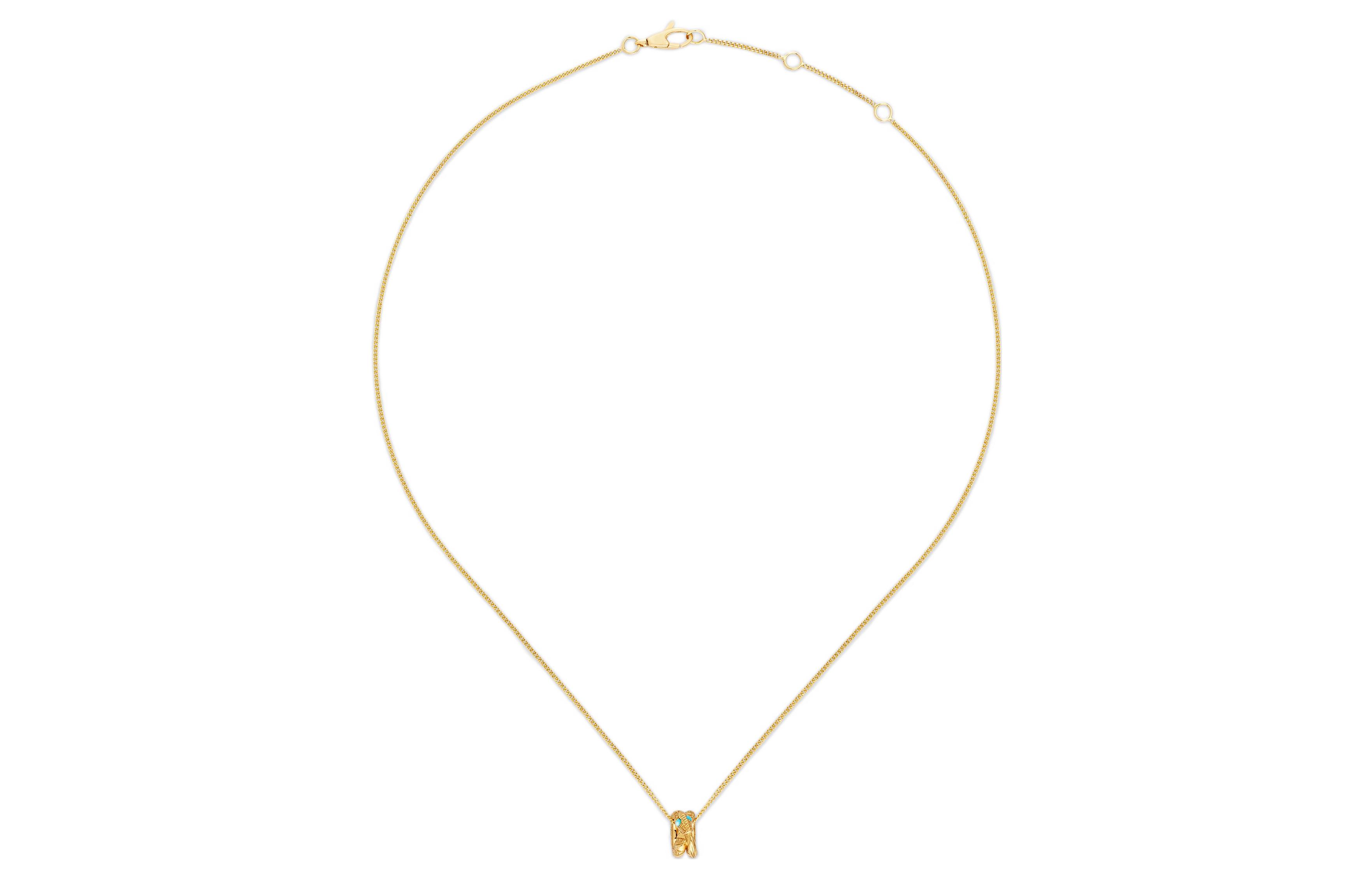 (Women) GUCCI 18K Gold Turquoise Ouroboros Snake Necklace  Gold. 681828-I1930-8076