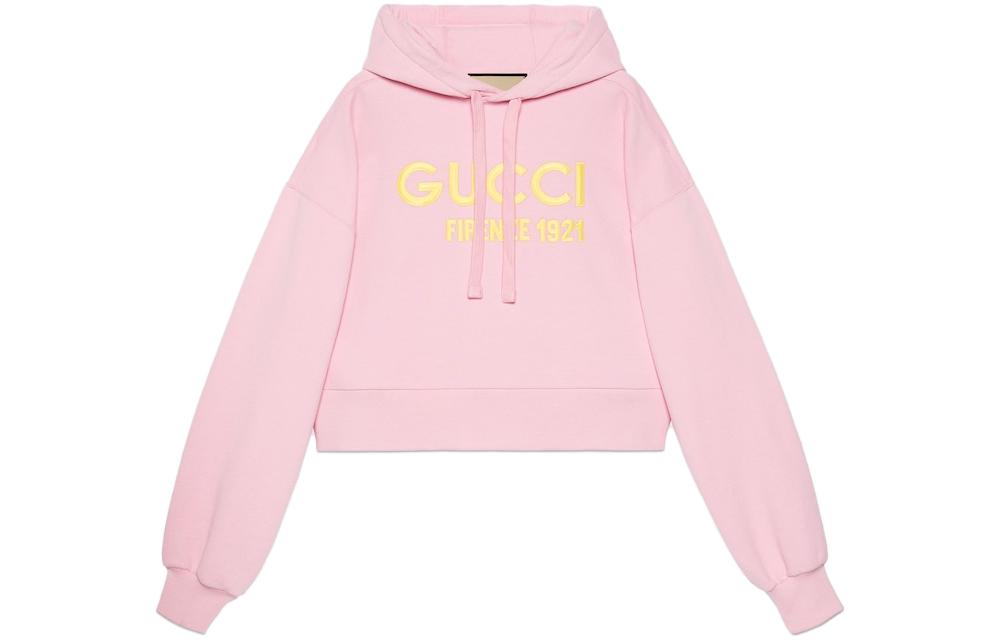 (Women) Gucci 1921 FW23 Pink Hoodie with Logo Embroidery 765384-XJF0S-5358