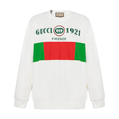 (Women) Gucci 1921 Logo Colorblock Sweatshirt Women’s White 617964-XJD60-9128