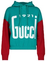 (Women) Gucci 1921 Series Letter Print Cotton Hoodie Women’s Blue 671507-XJDRT-4336 (Women) Gucci 1921 Series Letter Print Cotton Hoodie Women’s Blue 671507-XJDRT-4336