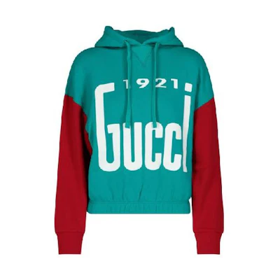 (Women) Gucci 1921 Series Letter Print Cotton Hoodie Women’s Blue 671507-XJDRT-4336