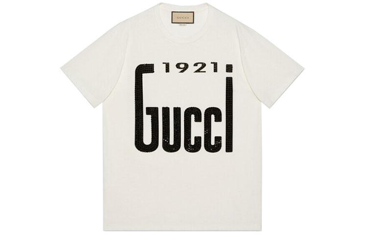 (Women) Gucci 1921 Series SS22 Logo Print Cotton Tee Off-White 615044-XJDZT-9088
