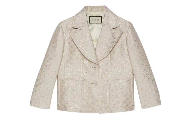 (Women) Gucci 2020 Pre-Fall Lightweight GG Jacquard Blazer in Off-White 623766-ZAD7L-9077