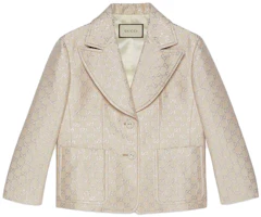 (Women) Gucci 2020 Pre-Fall Lightweight GG Jacquard Blazer in Off-White 623766-ZAD7L-9077 (Women) Gucci 2020 Pre-Fall Lightweight GG Jacquard Blazer in Off-White 623766-ZAD7L-9077