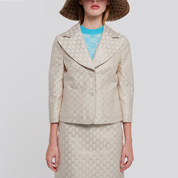 Lookbook (W) 구찌 2020 프리폴 라이트웨이트 GG 자카드 블레이저 오프화이트 623766-ZAD7L-9077