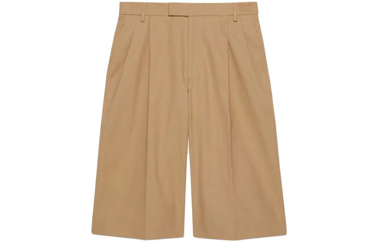 (Women) Gucci 2023 Pre-Fall Low Waist Khaki Women’s Casual Shorts 752104-ZAC04-9813