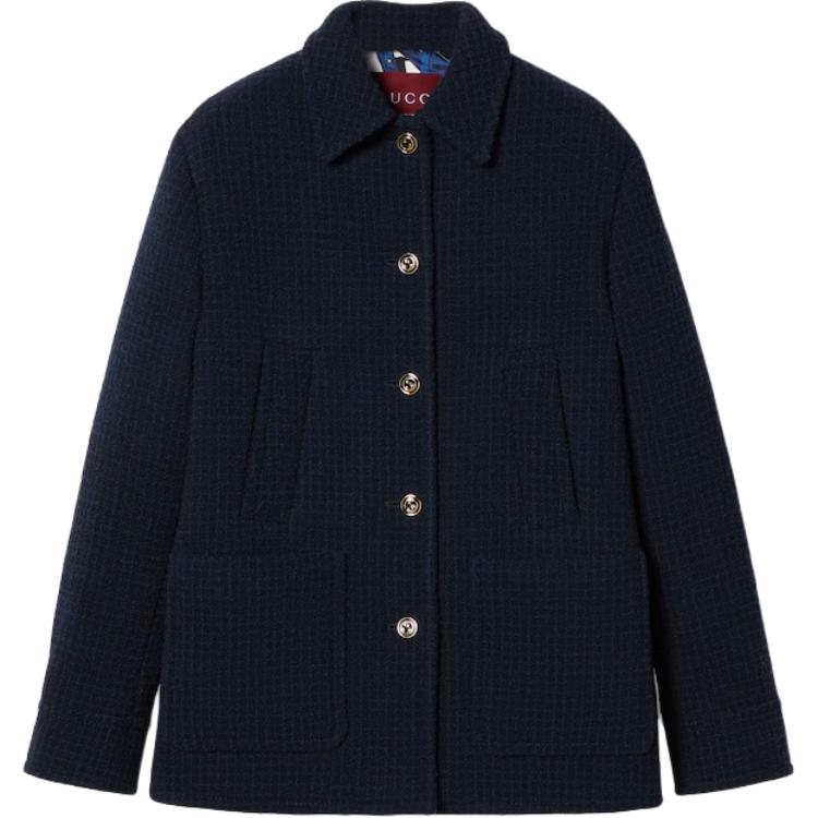 (Women) GUCCI 2024 Pre-Fall  Navy Blue Single-Breasted Long-Sleeve Jacket. 797066-ZAN3M-4055 圖 2