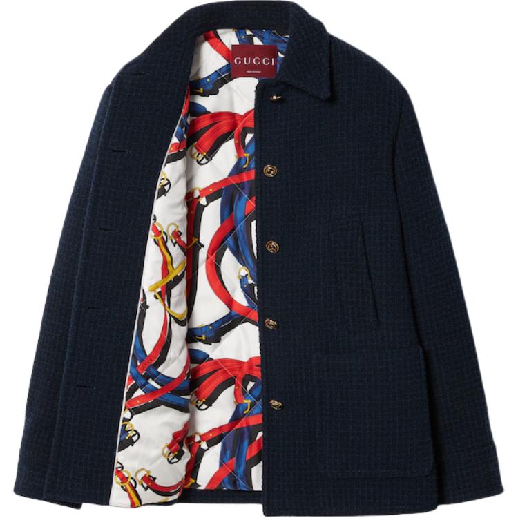 (Women) GUCCI 2024 Pre-Fall  Navy Blue Single-Breasted Long-Sleeve Jacket. 797066-ZAN3M-4055 圖 3