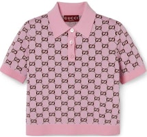 (Women) Gucci 2024 Pre-Fall Logo Jacquard Slim Fit Pink Polo Shirt for Women 798132-XKD8R-5283 (Women) Gucci 2024 Pre-Fall Logo Jacquard Slim Fit Pink Polo Shirt for Women 798132-XKD8R-5283