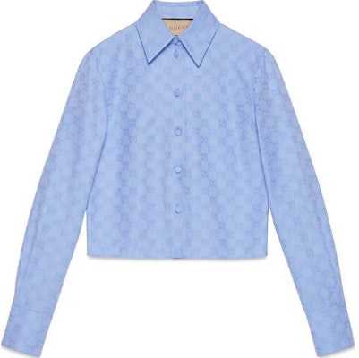 (W) Camisa Azul Gucci 2024 Pre-Primavera Estampada con Cuello Abotonado Corto 770160-ZAM9M-4910 Buy (W) Camisa Azul Gucci 2024 Pre-Primavera Estampada con Cuello Abotonado Corto 770160-ZAM9M-4910