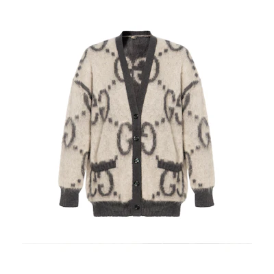 (Women) Gucci 2024 Pre-Spring GG Jacquard Reversible V-Neck Cardigan 635160-XKBK2-9260