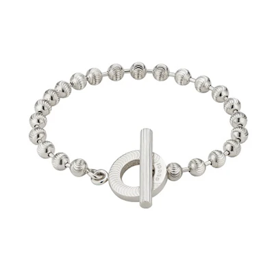 (Women) GUCCI 925 Sterling Silver T-Buckle Striped Bracelet for Women - Silver YBA602707001