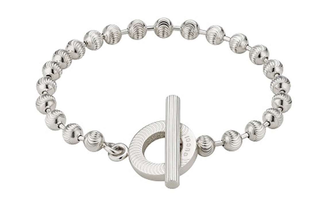 Order (W) GUCCI Gelang Perak 925 Sterling T-Buckle Striped Wanita - Warna Silver YBA602707001