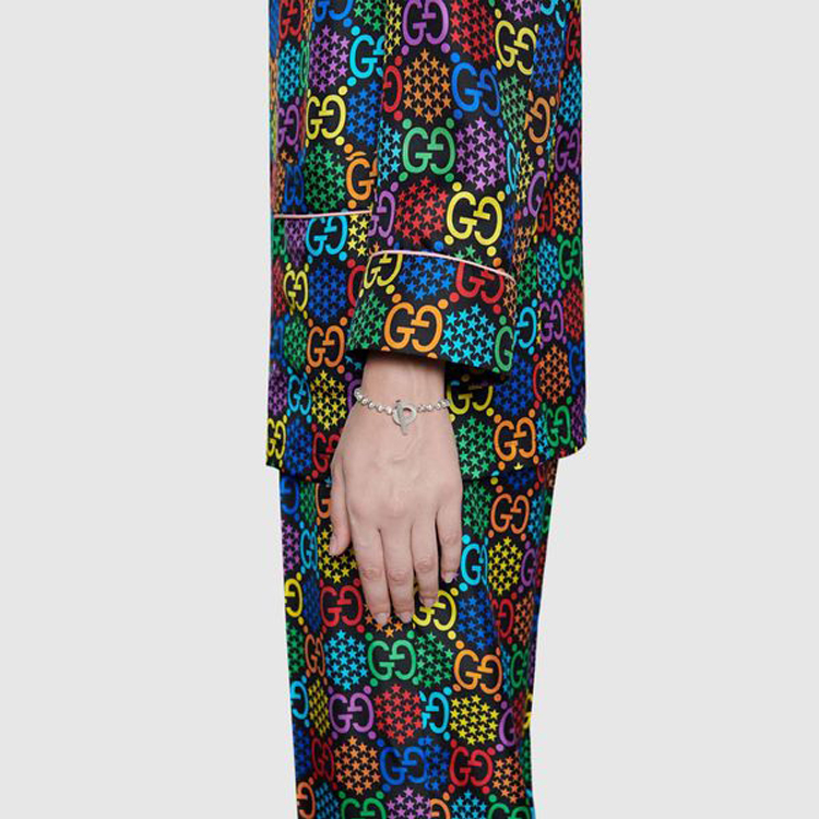 Shop (W) GUCCI Gelang Perak 925 Sterling T-Buckle Striped Wanita - Warna Silver YBA602707001