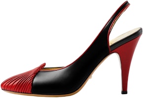 (Women) Gucci 95 Slingback Leather Pumps Black Red 740058-AAB19-6492 (Women) Gucci 95 Slingback Leather Pumps Black Red 740058-AAB19-6492