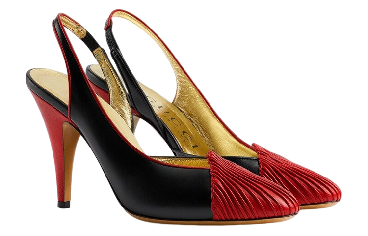 Lookbook (W) Gucci 95 高跟皮革拖鞋 黑红色 740058-AAB19-6492