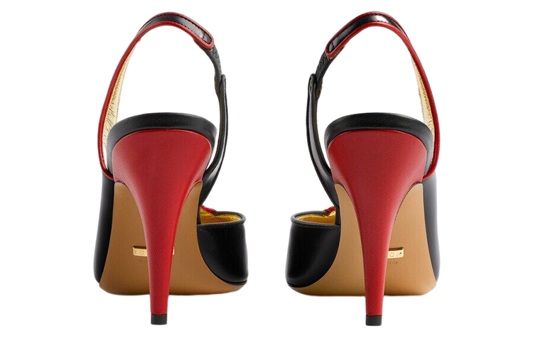 Purchase (W) Gucci 95 高跟皮革拖鞋 黑红色 740058-AAB19-6492