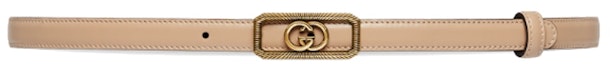 Buy (Women) GUCCI Beige Leather Belt with Double G Buckle, 1.5CM Wide. 7515560YA0G9909