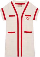 (Women) GUCCI Beige Tweed Short-Sleeve Dress with Logo Patch. 756476-ZAOB3-9791 (Women) GUCCI Beige Tweed Short-Sleeve Dress with Logo Patch. 756476-ZAOB3-9791