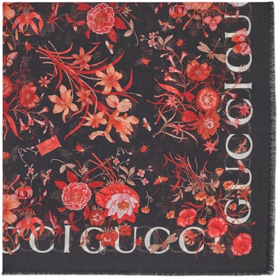 (Women) GUCCI Black Cotton Shawl with Logo Embellishment 7906583GALD1074 Lookbook (Women) GUCCI Black Cotton Shawl with Logo Embellishment 7906583GALD1074