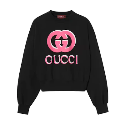 (Women) GUCCI Black Crewneck Long-Sleeve Sweatshirt with Letter Print Design 789582-XJGSV-1082