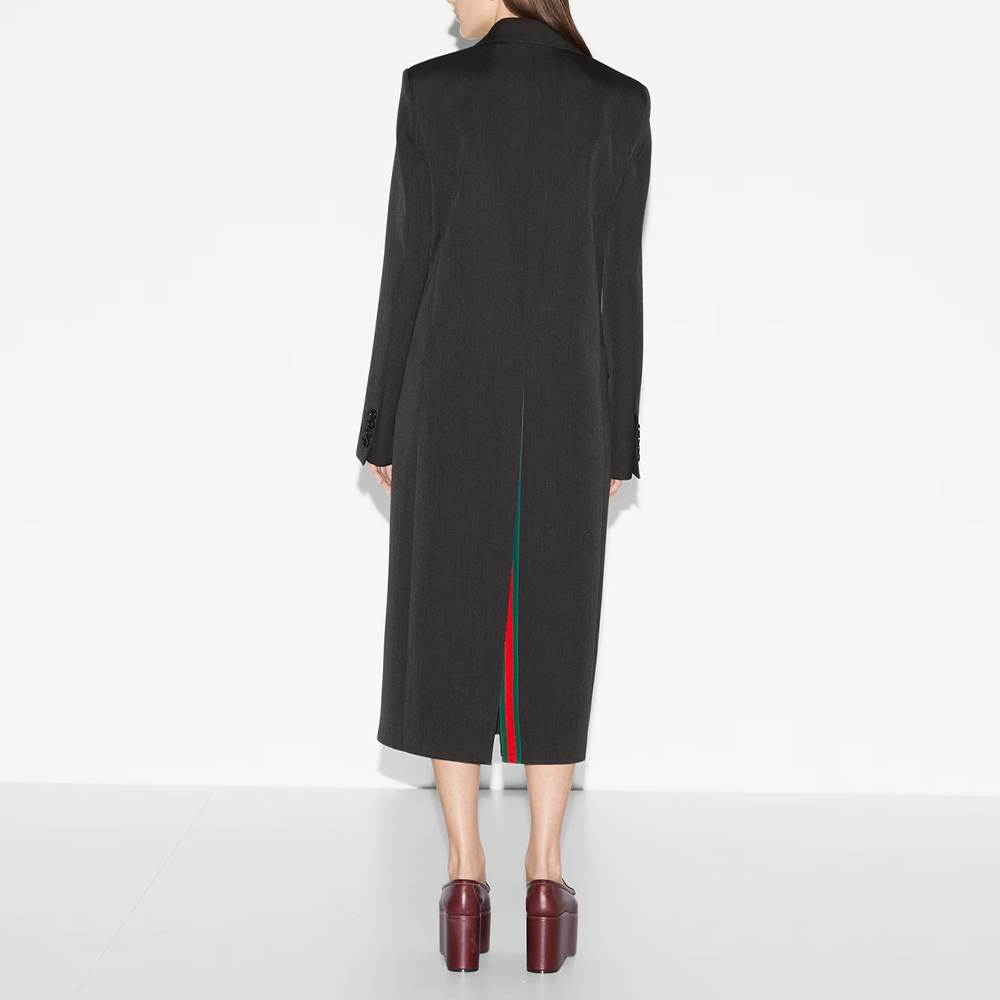 Shop (W) GUCCI 黑色雙排扣長袖中長大衣 781320-ZAQ1G-1038