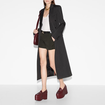 (W) GUCCI 黑色雙排扣長袖中長大衣 781320-ZAQ1G-1038 Purchase (W) GUCCI 黑色雙排扣長袖中長大衣 781320-ZAQ1G-1038