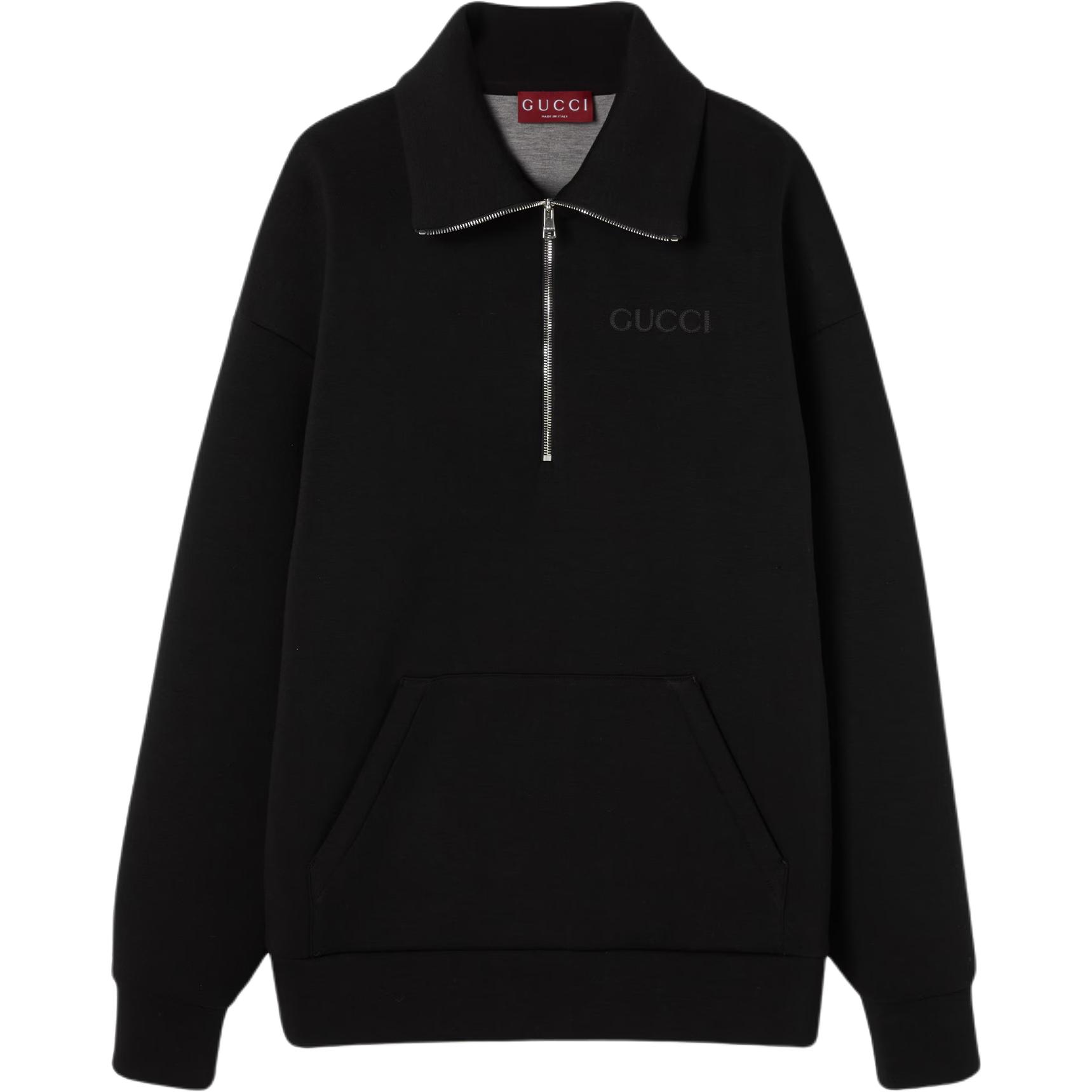Order (Women) GUCCI  Black Embroidered Long-Sleeve Sweatshirt with Dropped Shoulders. 794640-XJGSK-1043