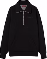 Order (W) GUCCI 黑色刺繡落肩長袖運動衫。 794640-XJGSK-1043