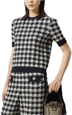 (W) GUCCI Top de Punto de Lana Negra con Estampado Pied de Poule y Manga Corta. 595697-XKDUY-1289 Purchase (W) GUCCI Top de Punto de Lana Negra con Estampado Pied de Poule y Manga Corta. 595697-XKDUY-1289