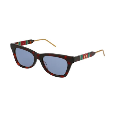 (Women) GUCCI Black Irregular Acetate Sunglasses with Logo Design. 1404253