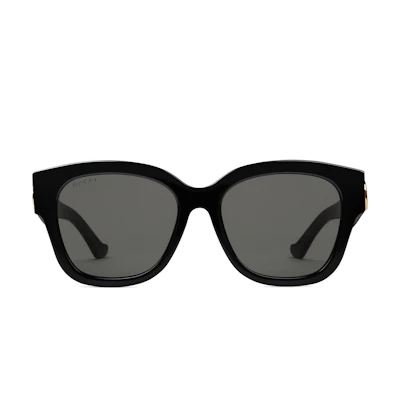 (Women) GUCCI Black Irregular Shape Sunglasses with Logo Temple Detail. 778270J07401012