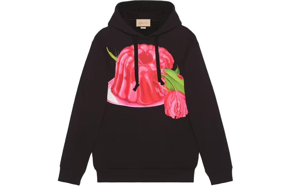 Order (W) GUCCI 黑色针织花卉印花连帽长袖卫衣. 778984-XJGE0-1043