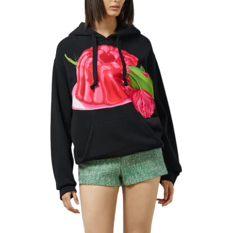 Lookbook (W) GUCCI 黑色针织花卉印花连帽长袖卫衣. 778984-XJGE0-1043