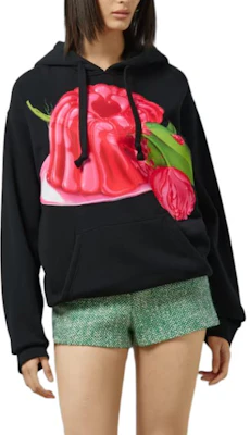 (W) GUCCI 黑色针织花卉印花连帽长袖卫衣. 778984-XJGE0-1043 Lookbook (W) GUCCI 黑色针织花卉印花连帽长袖卫衣. 778984-XJGE0-1043