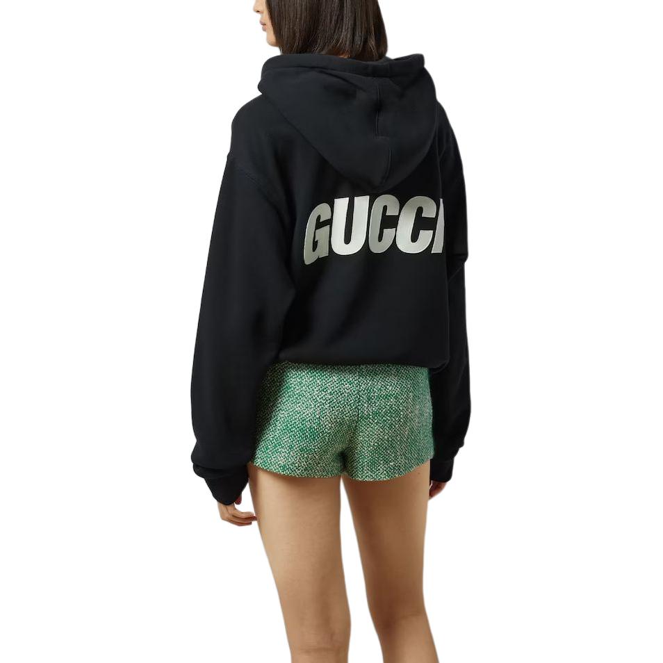 Shop (W) GUCCI 黑色针织花卉印花连帽长袖卫衣. 778984-XJGE0-1043