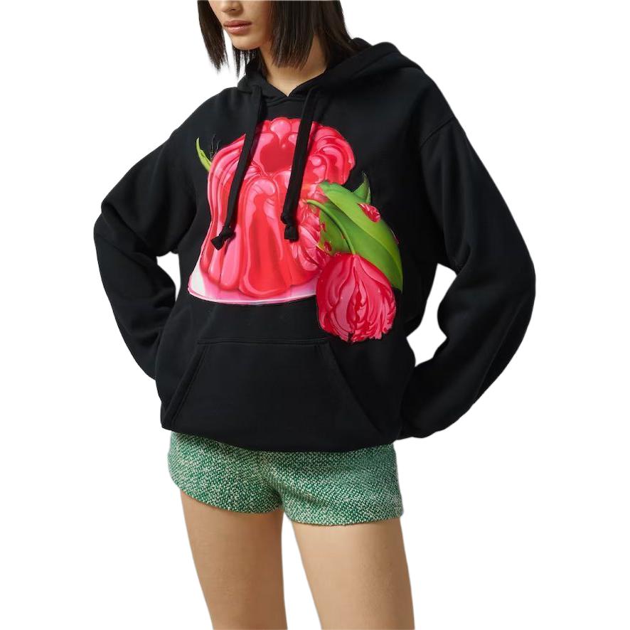 Purchase (W) GUCCI 黑色针织花卉印花连帽长袖卫衣. 778984-XJGE0-1043