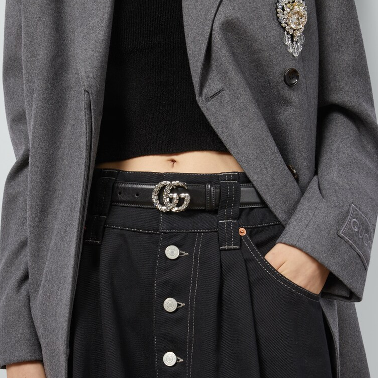 Shop (W) Cinturón GUCCI de Cuero Negro Diseño Simple 3CM 7726510YAUN1155