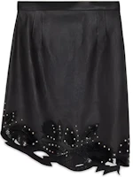 (Women) GUCCI Black Leather Skirt with Snake Skin Details. 730468-XAAFJ-1000 (Women) GUCCI Black Leather Skirt with Snake Skin Details. 730468-XAAFJ-1000