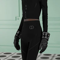 Purchase (Women) GUCCI Black Logo Slim Fit Leggings FW22 Edition. 715518-XJETV-1189